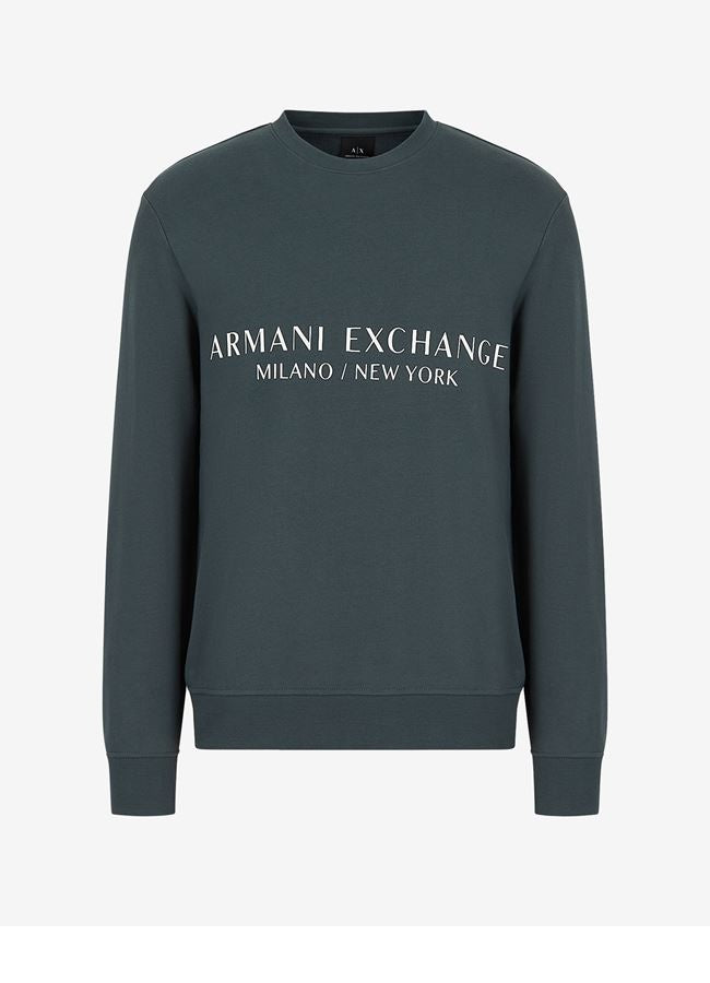 [ARMANI EXCHANGE] MILANO NEW YORK CREW NECK SWEATSHIRT DARK GREEN