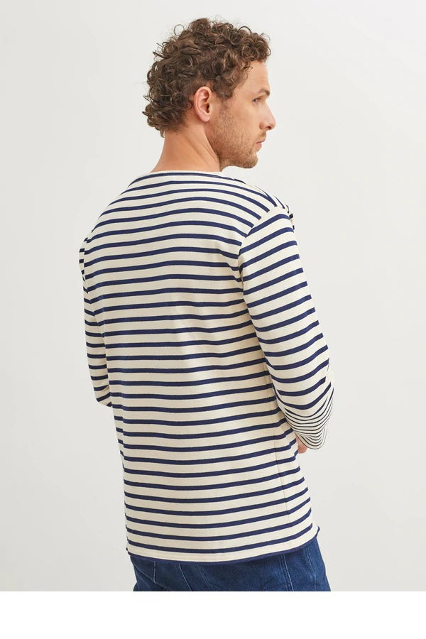 [Saint James] Guildo striped sailor shirt boat neck, in thick cotton