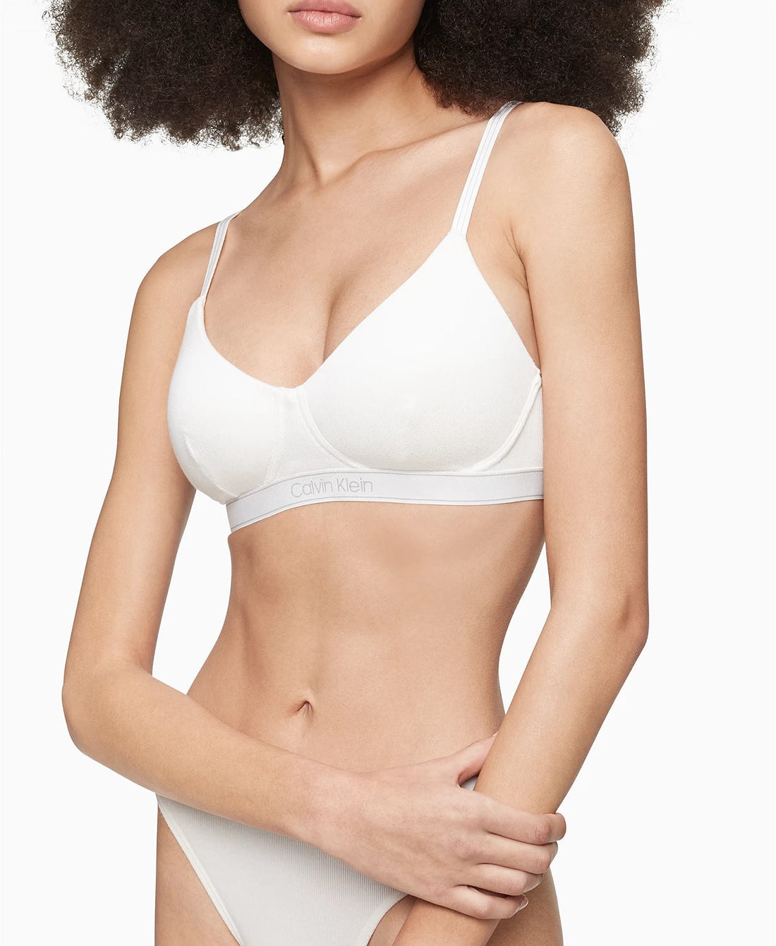 [Calvin Klein] Women's Pure Ribbed Light Lined Bralette QF6439-110 - Woodburymall