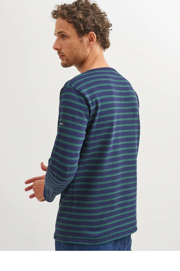 [Saint James] Guildo striped sailor shirt boat neck, in thick cotton navy