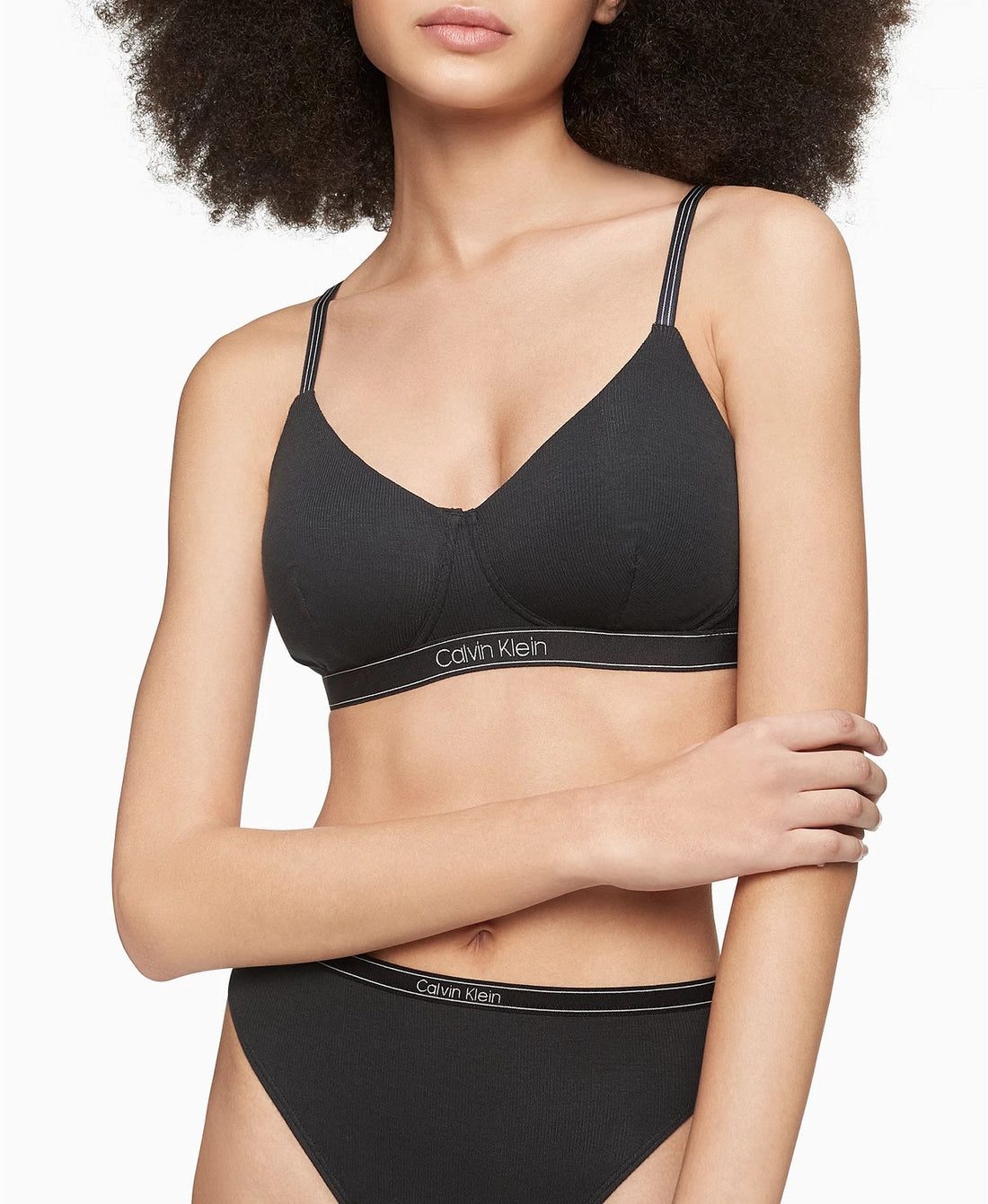 [Calvin Klein] Women's Pure Ribbed Light Lined Bralette QF6439-001 - Woodburymall