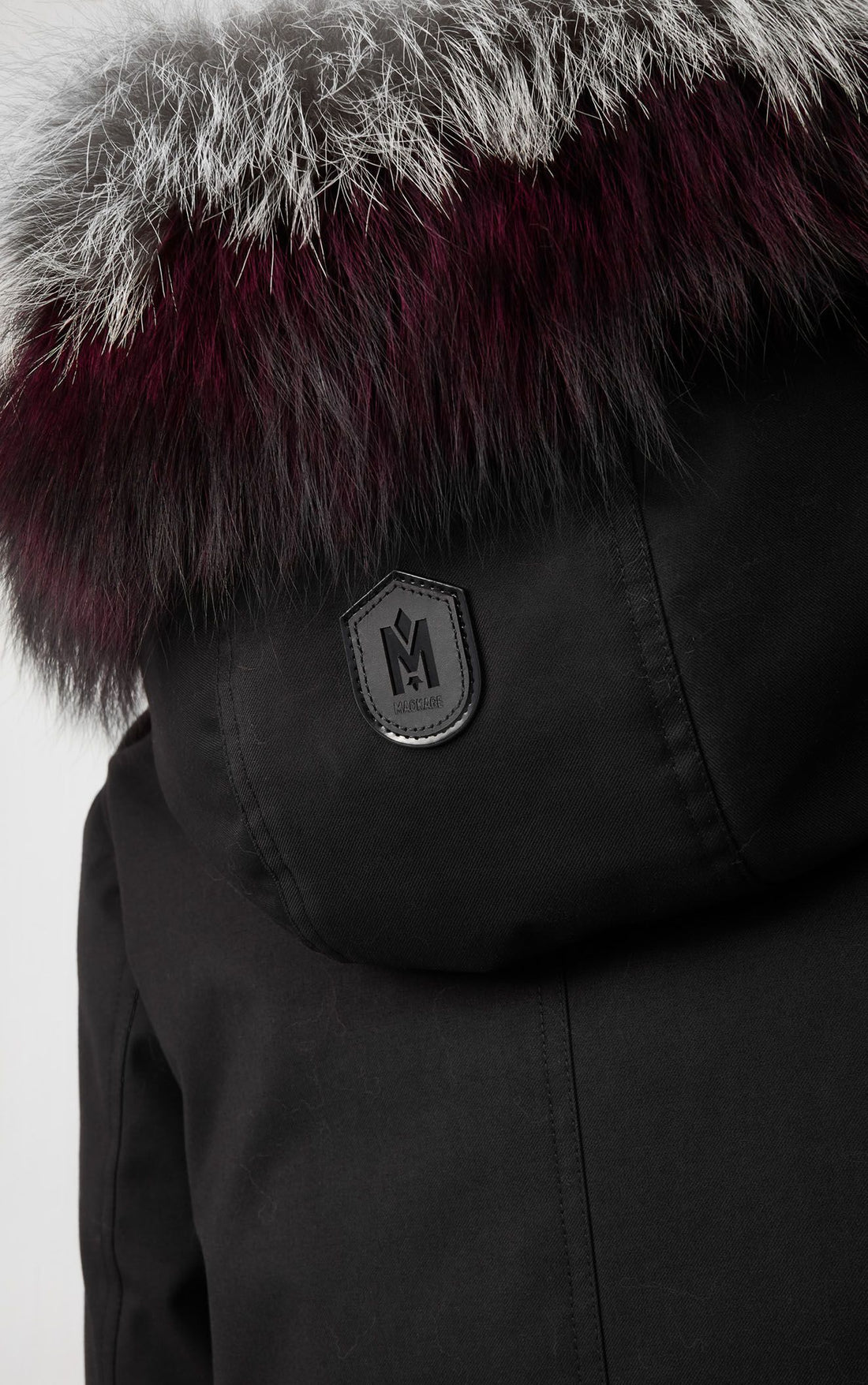 [MACKAGE] RENA down parka with silverfox fur trim BLACK-BERRY