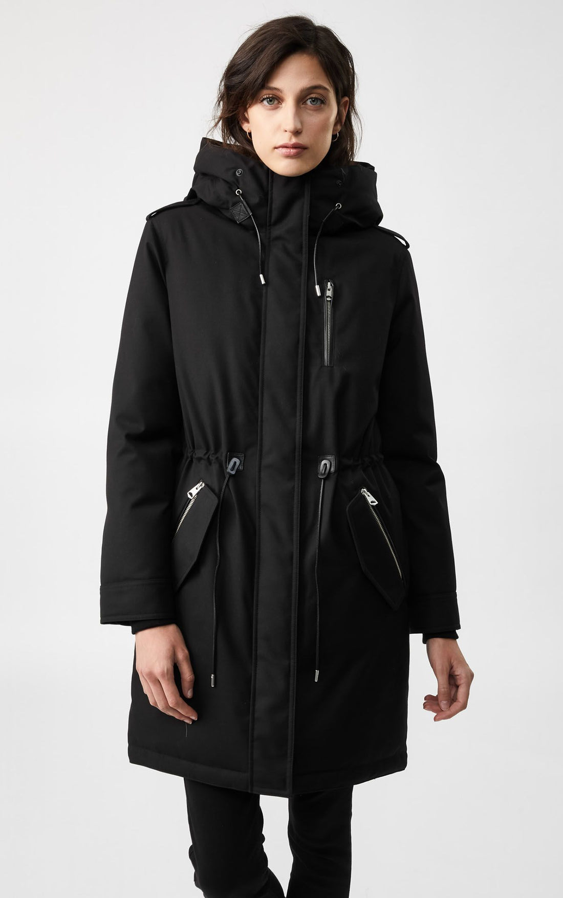 [MACKAGE] RENA down parka with silverfox fur trim BLACK-BERRY