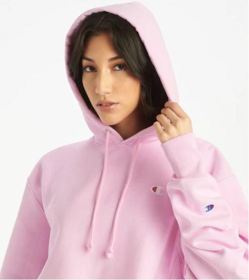 REVERSE WEAVE CROPPED CUT OFF HOOD WL659 MNE'S FIT PINK CANDY