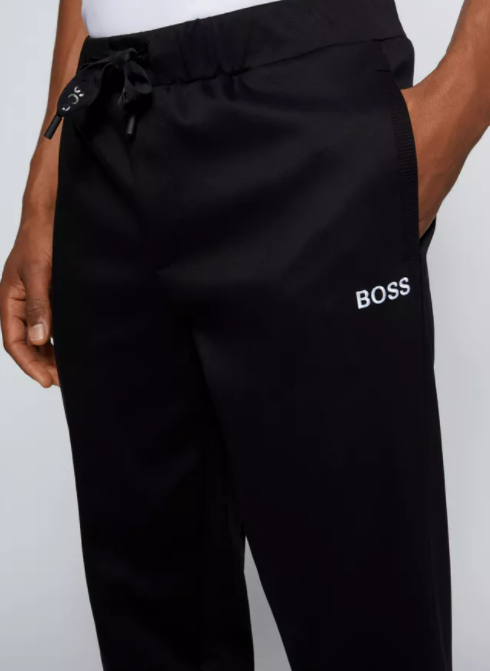 Boss Interlock-cotton tracksuit bottoms with embroidered logo 50460391