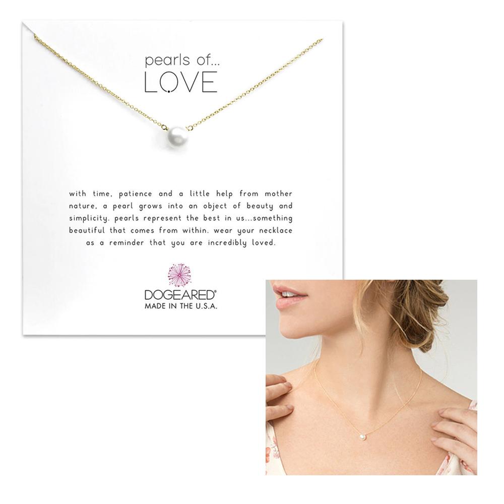 [DOGEARED] PEARLS OF LOVE SMALL PEARL NECKLACE 16" P01017 GOLD