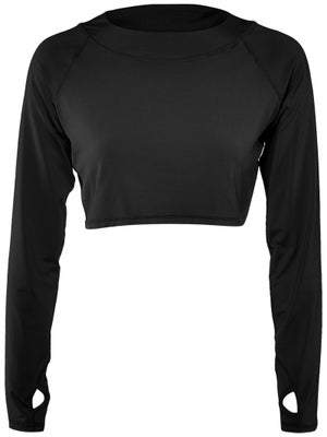 [BloqUV]  4001 Women's Athletic Crop Top/Outdoor Sports,Yoga,Fitness,Tennis BLACK